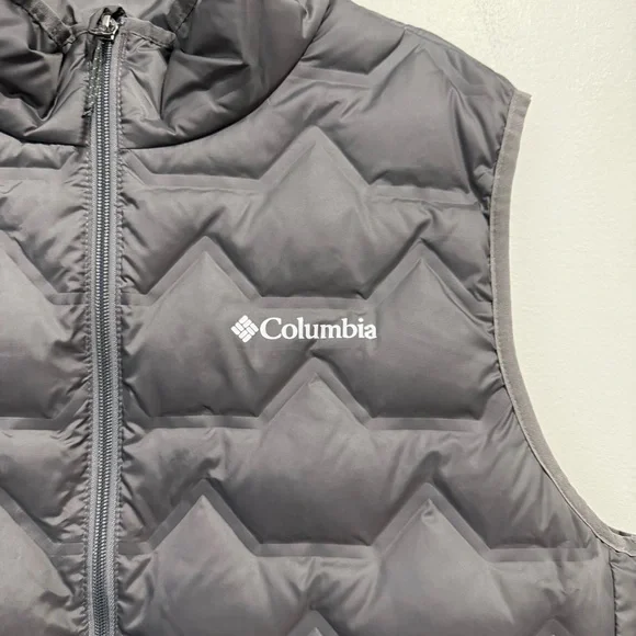 Columbia Men’s Grey Omniheat 650 Duck Down Zip Up Vest Size Large